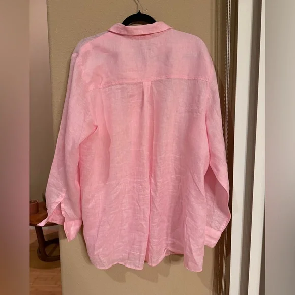 GAP Light Pink Linen Boyfriend Shirt - Picture 2 of 4